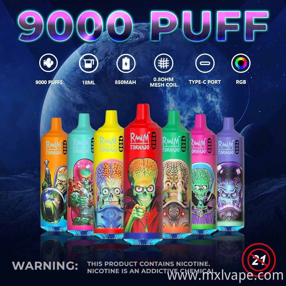 Welcome Custom Design Factory Directly Randm Tornado 9000 Puffs Disposable Vaporizer Pen